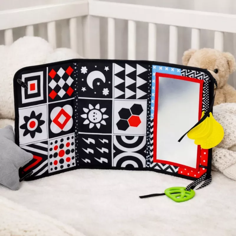 LEAN TOYS Contrast Sensory Educational Mat with Mirror for Babies