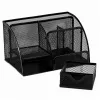 LEAN Metal Desk Organizer with Drawer, 5 Compartments, Black