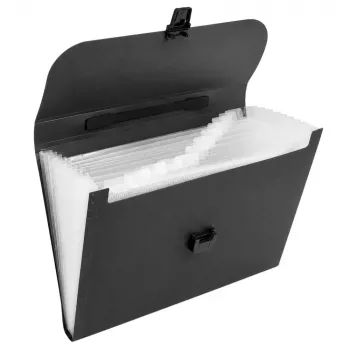 LEAN Expanding File Folder Document Organizer 13 Compartments A4 Black