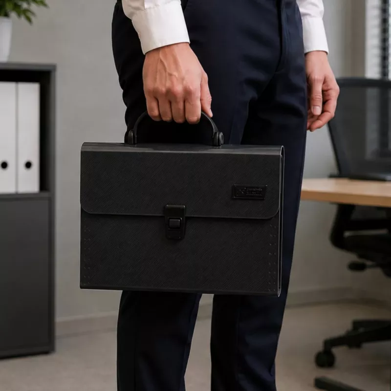 LEAN Expanding File Folder Document Organizer 13 Compartments A4 Black