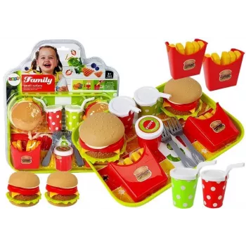 LEAN TOYS Set of Hamburger Fries with Tray | Fast Food Role Play Toy