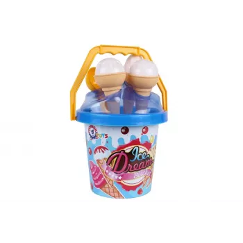 TECHNOK Ice Cream Sand Set Blue 5743 – 7-Piece Beach & Sandbox Toy with Scoop, Cones & Molds
