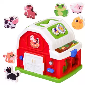 LEAN TOYS Interactive Farmhouse with Music, Animals, Lights and Sounds
