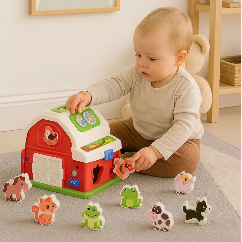 LEAN TOYS Interactive Farmhouse with Music, Animals, Lights and Sounds