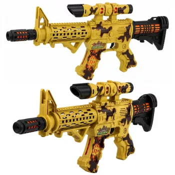 LEAN TOYS Toy Rifle Camouflage Scope Movable Silencer Lights Sounds 54 cm
