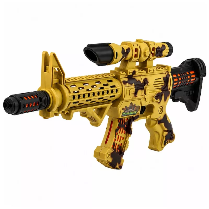 LEAN TOYS Toy Rifle Camouflage Scope Movable Silencer Lights Sounds 54 cm