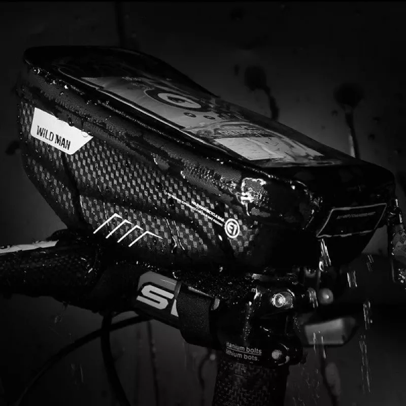 WILDMAN Bike Holder Case S E1 1L Black – Compact Bicycle Frame Bag with Velcro Straps