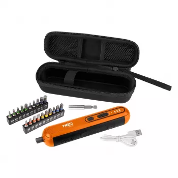 NEO TOOLS 04-199 4V Li-Ion USB-C Cordless Screwdriver with 6 Bits and LED Light
