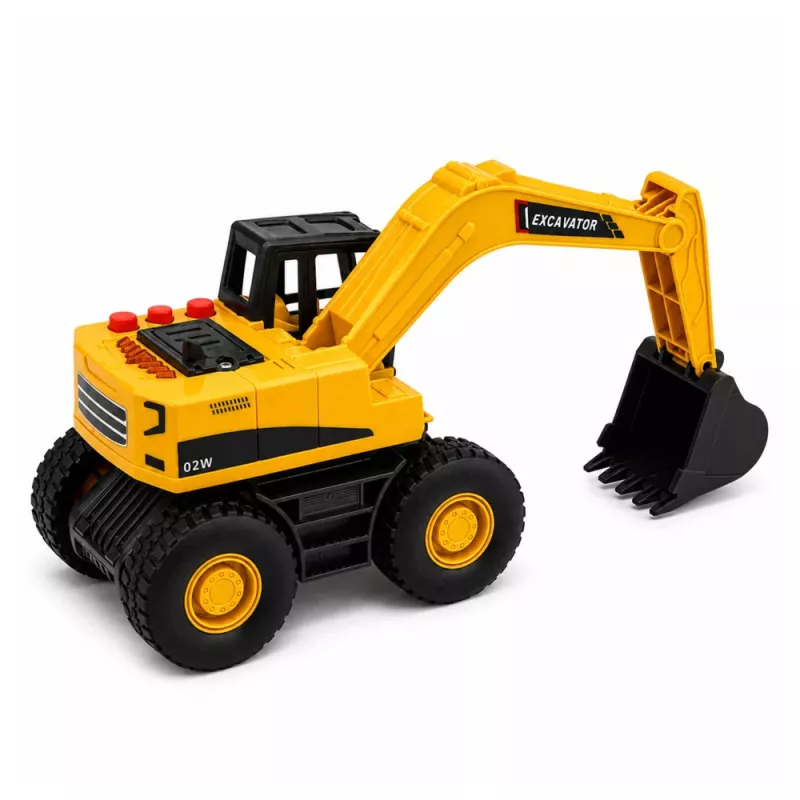 LEAN TOYS Construction Excavator with Moving Bucket, Lights and Sounds - Yellow, 1:32 Scale