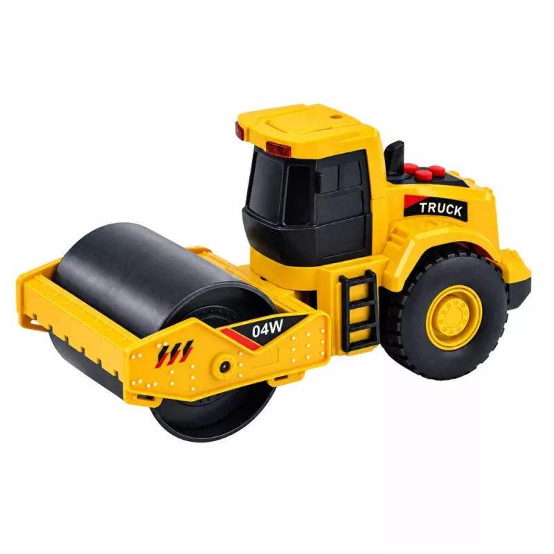 LEAN TOYS Road Roller Construction Vehicle 1:32 Scale Rotating Roller with Lights and Sounds Yellow