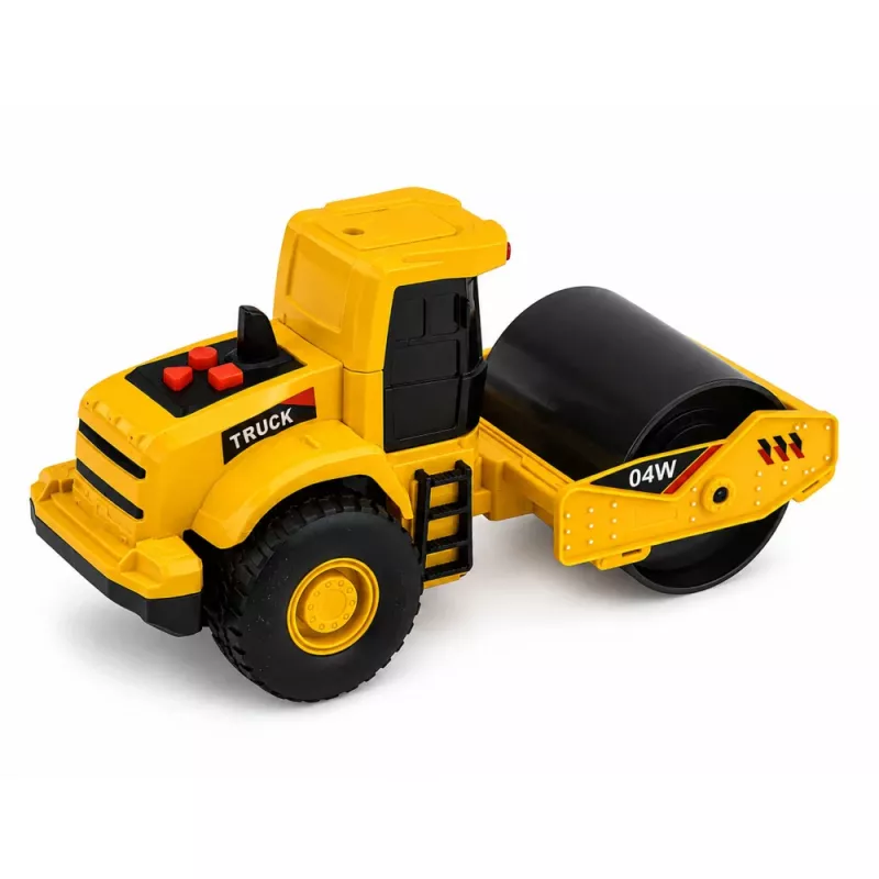 LEAN TOYS Road Roller Construction Vehicle 1:32 Scale Rotating Roller with Lights and Sounds Yellow