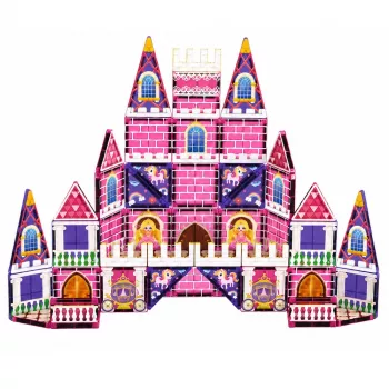 LEAN TOYS Magnetic Construction Blocks Princess Castle Pink 58 pcs.