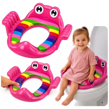 LEAN TOYS Children's Soft Toilet Seat Cover with Handles, Pink, for Toddlers 18 Months to 4 Years