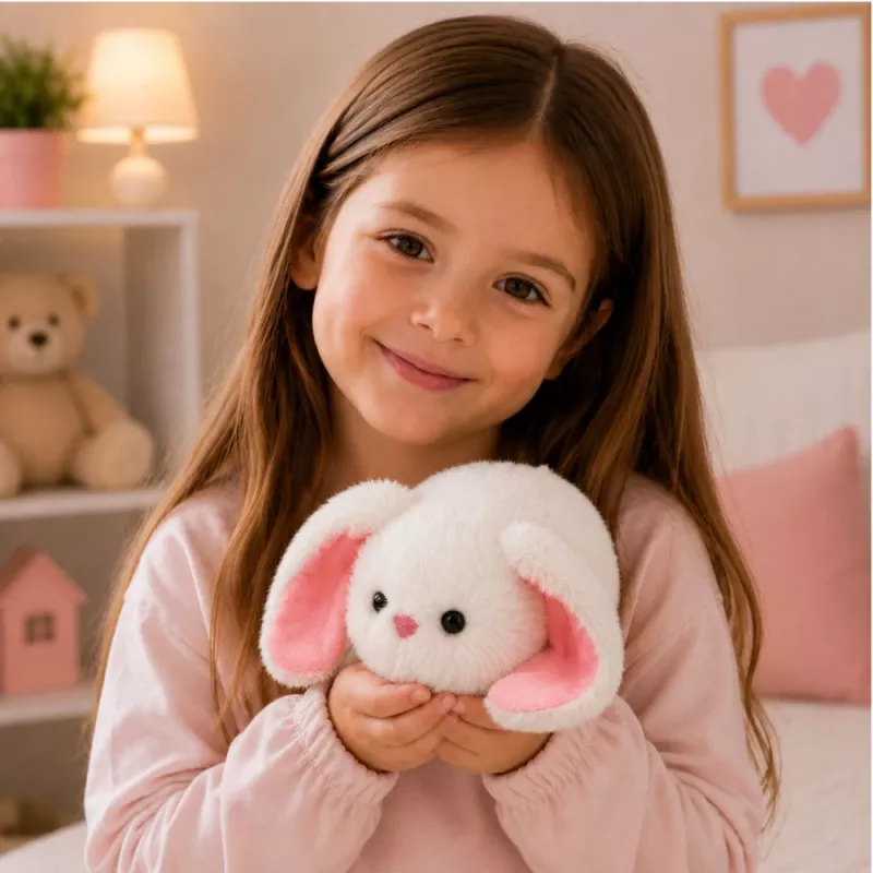 LEAN TOYS Plush Bunny Hare with Long Ears, White, 16 cm