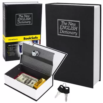 LEAN Book-shaped Safe with Key Case, Black, 18x12 cm