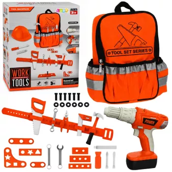 LEAN TOYS DIY Tool Backpack Battery Powered Screwdriver Belt 3.6V 180 RPM Rechargeable Kids Tool Set with Wearable Storage
