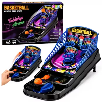 LEAN TOYS Mini Table Basketball Arcade Game 3 Baskets Launcher