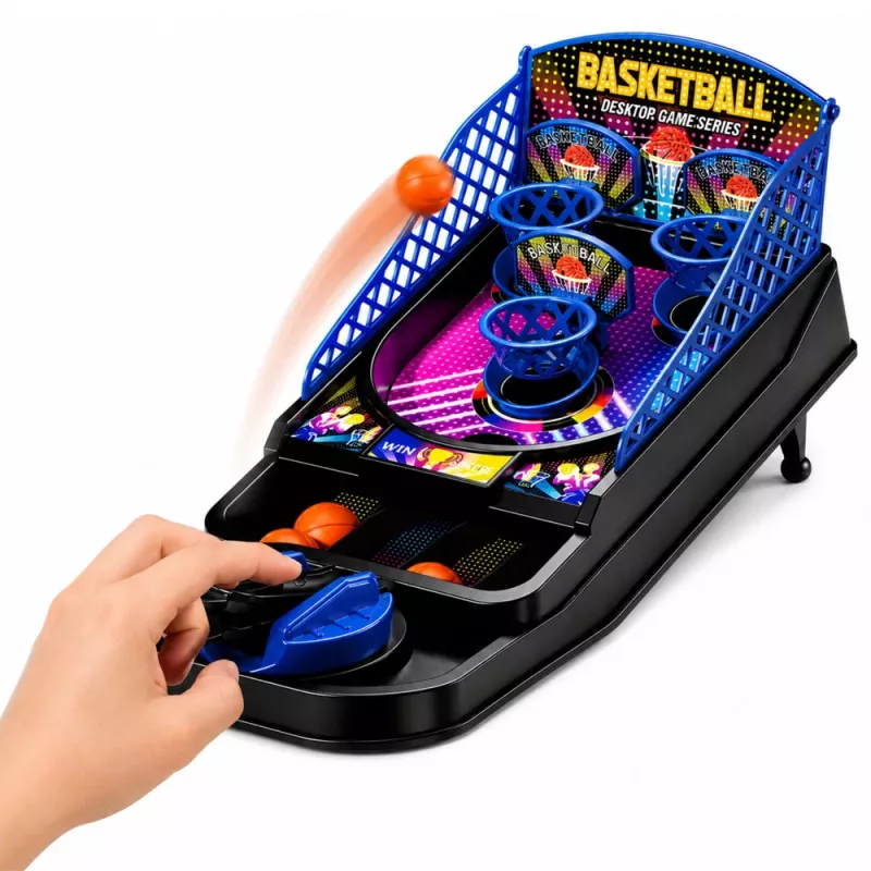LEAN TOYS Mini Table Basketball Arcade Game 3 Baskets Launcher