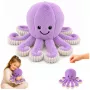 LEAN TOYS Plush Octopus Cuddly Toy with Elastic Tentacles Purple 30 cm
