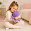 LEAN TOYS Plush Octopus Cuddly Toy with Elastic Tentacles Purple 30 cm