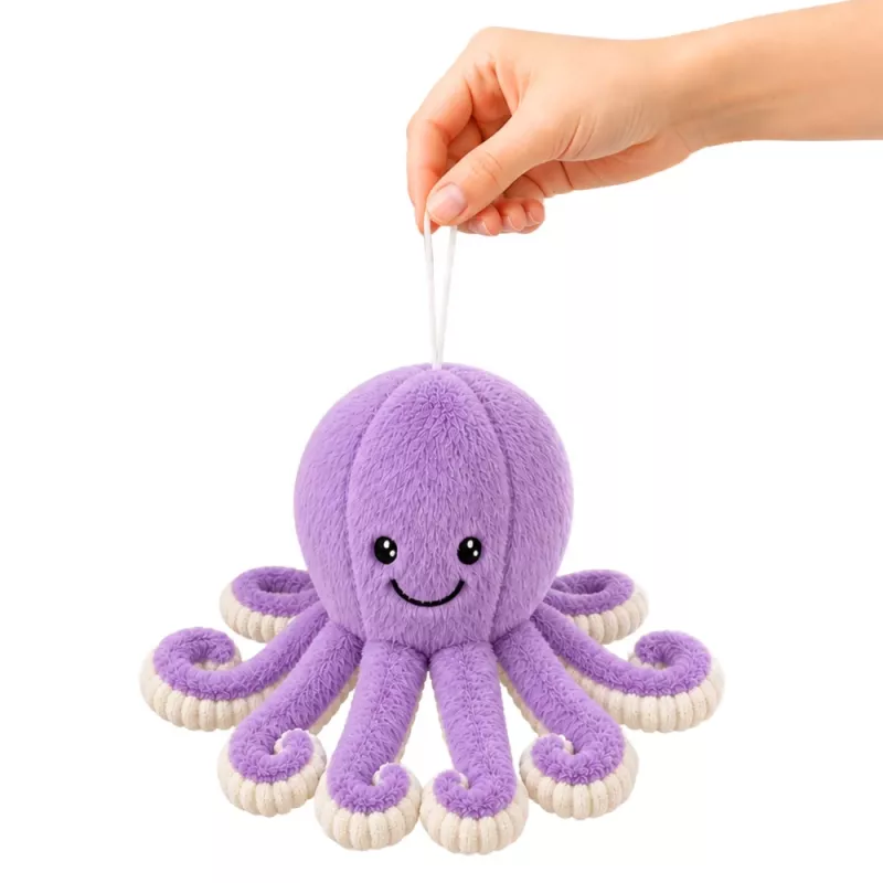 LEAN TOYS Plush Octopus Cuddly Toy with Elastic Tentacles Purple 30 cm