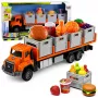 LEAN TOYS Orange Food Transport Truck 1:55 Die-Cast Model