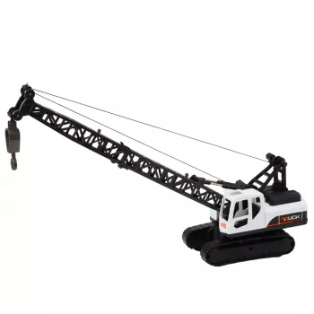 LEAN TOYS Crawler Construction Crane with 360° Rotation, Movable Hook, White