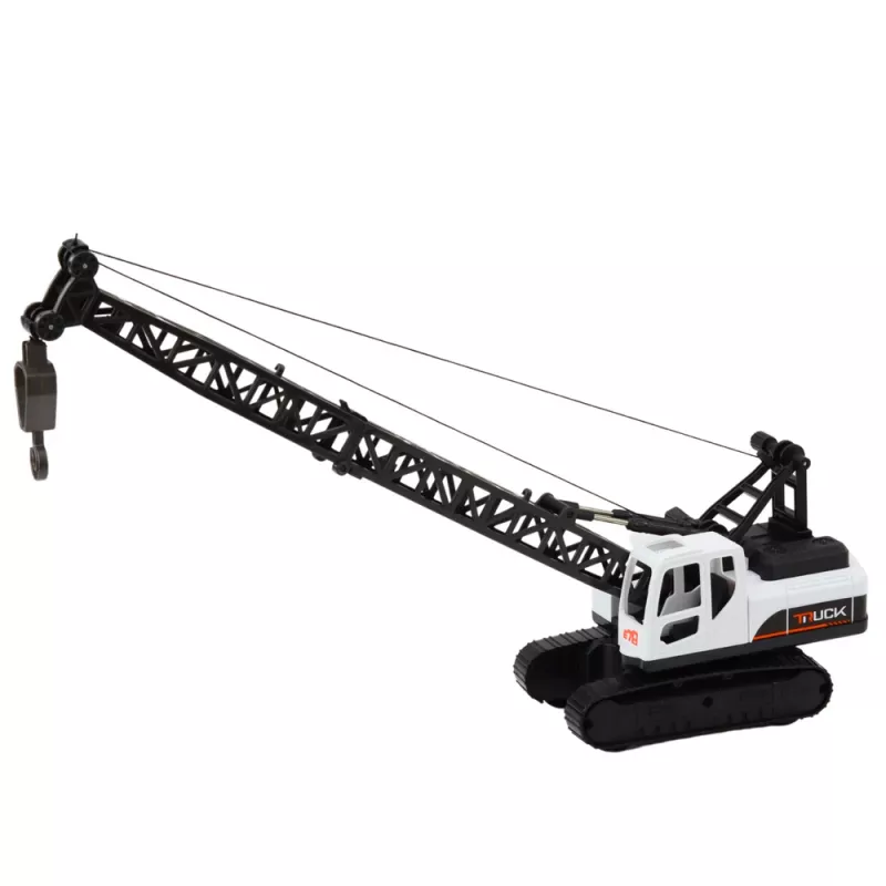 LEAN TOYS Crawler Construction Crane with 360° Rotation, Movable Hook, White