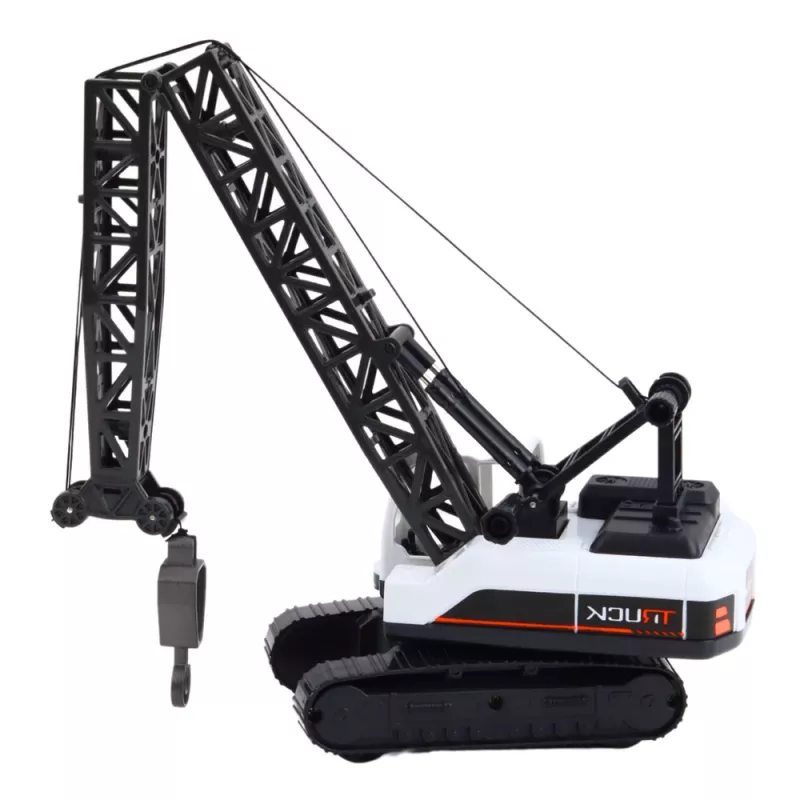 LEAN TOYS Crawler Construction Crane with 360° Rotation, Movable Hook, White
