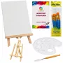 LEAN Artistic Painting Set with Beechwood Easel, 12 Canvases, 24 Acrylic Paints, 15 Brushes, and Accessories - 64 Pieces