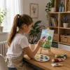 LEAN Artistic Painting Set with Beechwood Easel, 12 Canvases, 24 Acrylic Paints, 15 Brushes, and Accessories - 64 Pieces