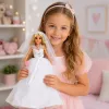LEAN TOYS Anlily Bride Doll in Sequined Wedding Dress with Veil, Bouquet, Cake, Shoes, 29 cm