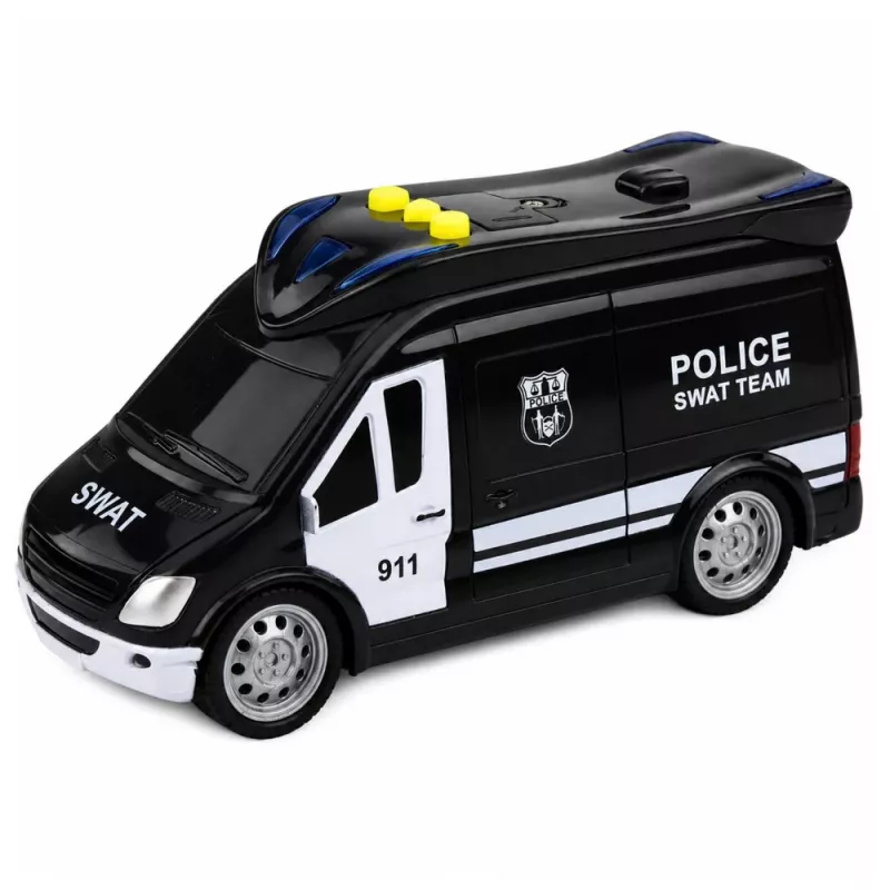 LEAN TOYS SWAT Special Unit Police Car Van with Lights and Sounds, 1:32 Scale, Pull-Back Action, Die-Cast Metal
