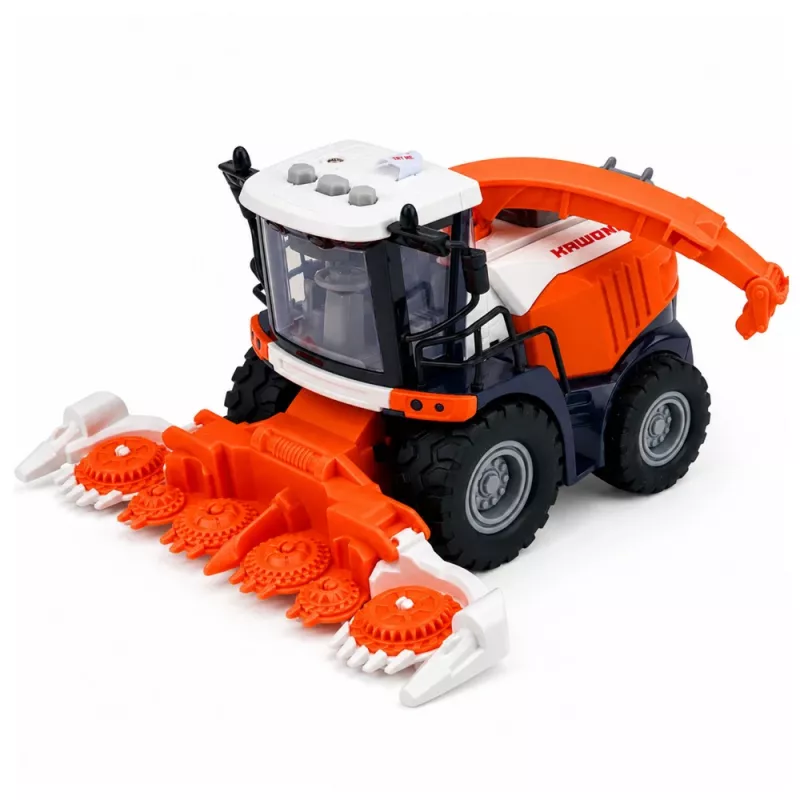 LEAN TOYS Combine Harvester with Milk Tanker, Farmer and Cow Figures, Lights and Sounds, 4-Piece Farm Playset