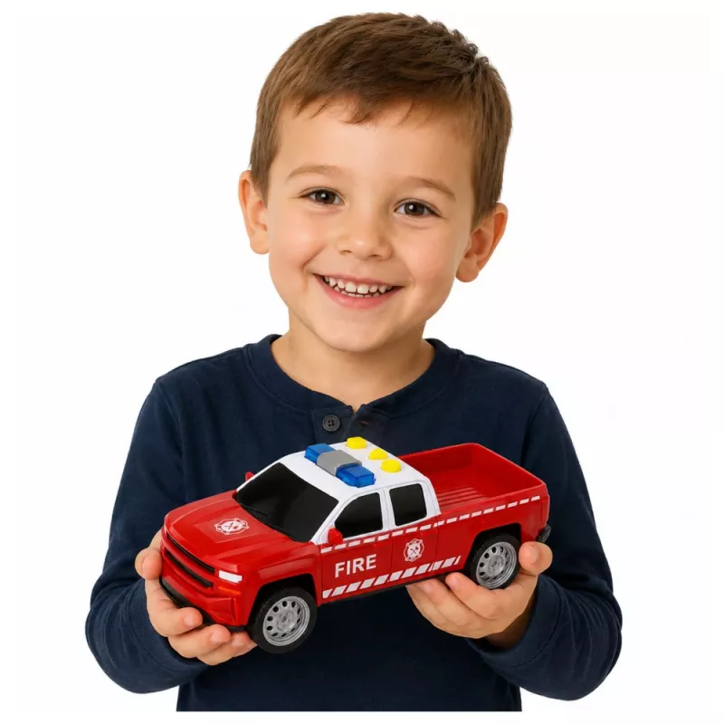 LEAN TOYS Fire Department Vehicle Set: Helicopter Car, Lights, Sounds 1:32