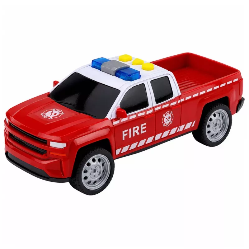 LEAN TOYS Fire Department Vehicle Set: Helicopter Car, Lights, Sounds 1:32