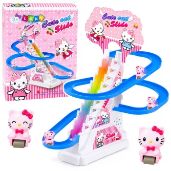 LEAN TOYS Track Slide For Kittens Moving Stairs Figures Lights Sounds Interactive Cat Toy