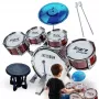 Suprimo K-Drums 1 Children's Drum Set with 5 Drums, Cymbal, Stool and Sticks, Red