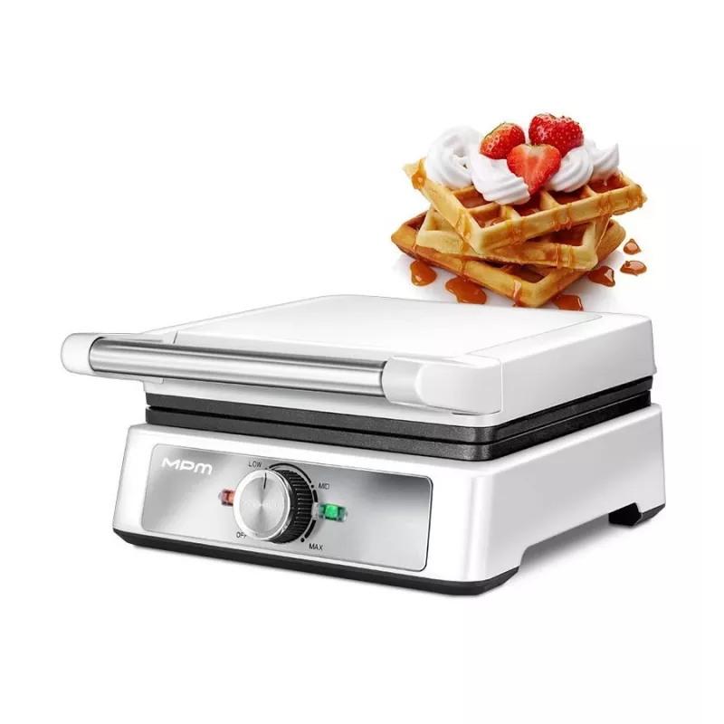 MPM MGO-41 Waffle Maker 1600W White – Belgian Waffle Iron with Non-Stick Plates