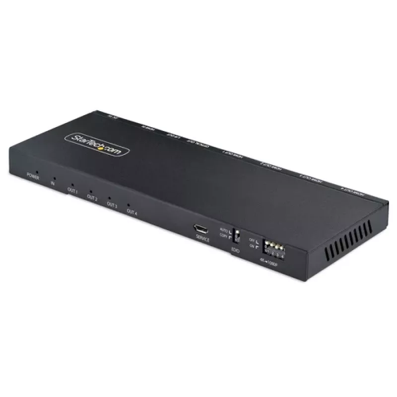 StarTech.com 4-Port 4K HDMI Splitter 1x4, 4K 60Hz, HDMI 2.0, HDCP 2.2, HDR10, 18Gbps, EDID Copy, Steel Housing