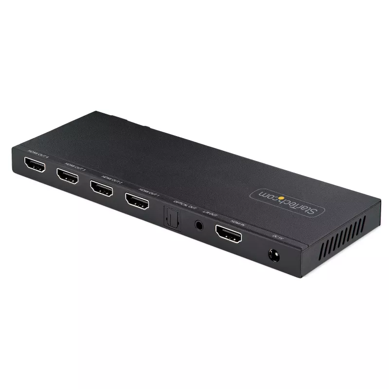 StarTech.com 4-Port 4K HDMI Splitter 1x4, 4K 60Hz, HDMI 2.0, HDCP 2.2, HDR10, 18Gbps, EDID Copy, Steel Housing