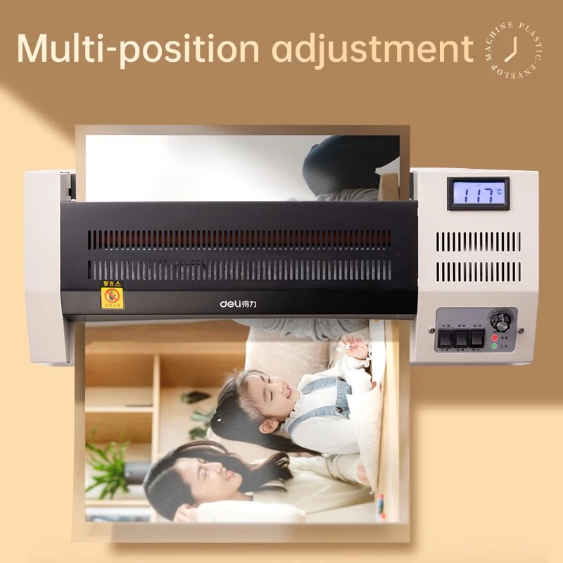 DELI E3895-EU A3 Office Laminator | 250 mm/min Hot & Cold Roller Lamination, 125 Micron Max, Anti-Jam, Black/Silver