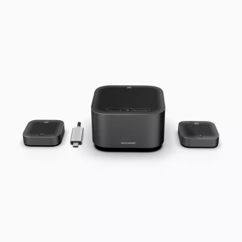 ROCWARE A10W 4K UHD Conference Camera with Dual Stereo Microphones, 120° FOV, 4x Digital Zoom, USB-C, Plug-and-Play, for Large Meeting Rooms, Compatible with Windows, macOS, Chrome OS