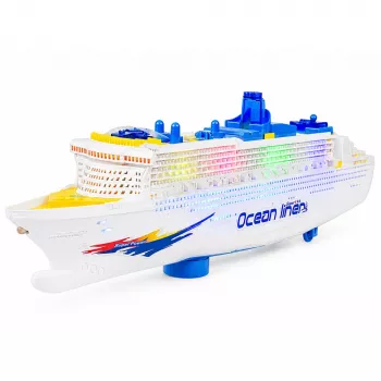 LEAN TOYS Passenger Cruise Ship Toy with Friction Drive, Lights and Sounds