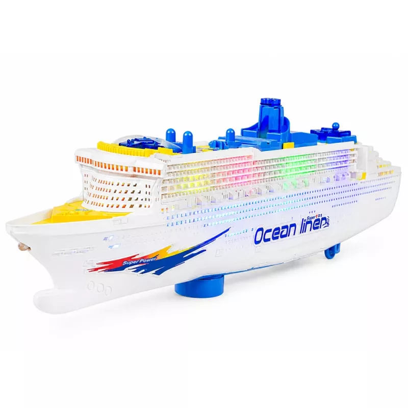 LEAN TOYS Passenger Cruise Ship Toy with Friction Drive, Lights and Sounds