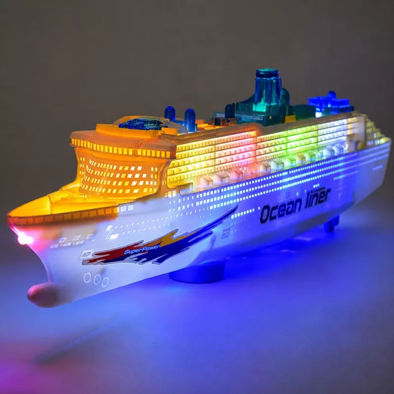 LEAN TOYS Passenger Cruise Ship Toy with Friction Drive, Lights and Sounds