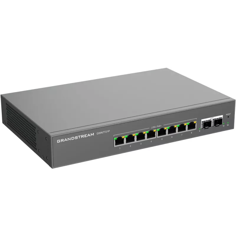 Grandstream GWN7721P Layer 2 Lite Managed 2.5 Gigabit PoE+ Switch, 5-Port (4x 2.5G PoE+, 1x 2.5G), 60W Budget, Fanless, Cloud/Web Managed