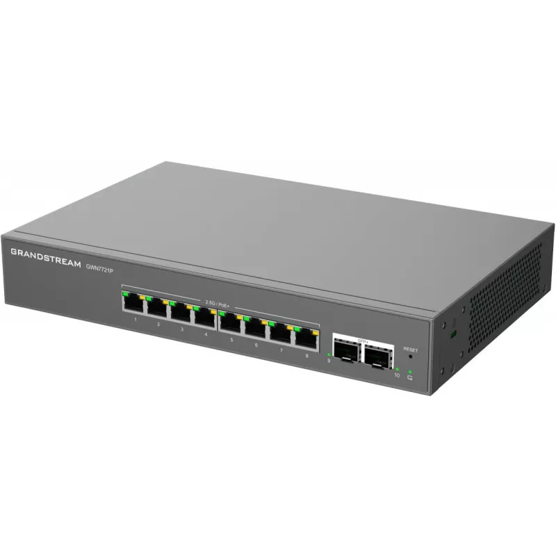 Grandstream GWN7721P Layer 2 Lite Managed 2.5 Gigabit PoE+ Switch, 5-Port (4x 2.5G PoE+, 1x 2.5G), 60W Budget, Fanless, Cloud/Web Managed