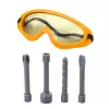 LEAN TOYS Children's Impact Hammer Drill with 4 Interchangeable Bits and Safety Glasses, Battery-Powered Toy Tool with Realistic Sound and LED Light, Yellow