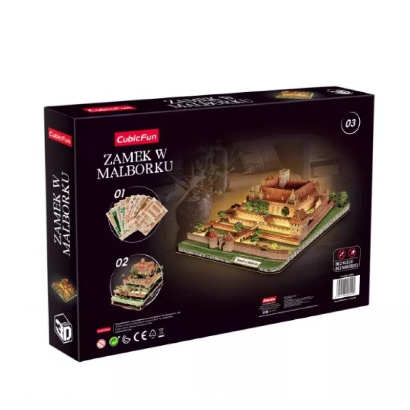CubicFun 3D Puzzle Malbork Castle with LED Lighting - 200 Pieces